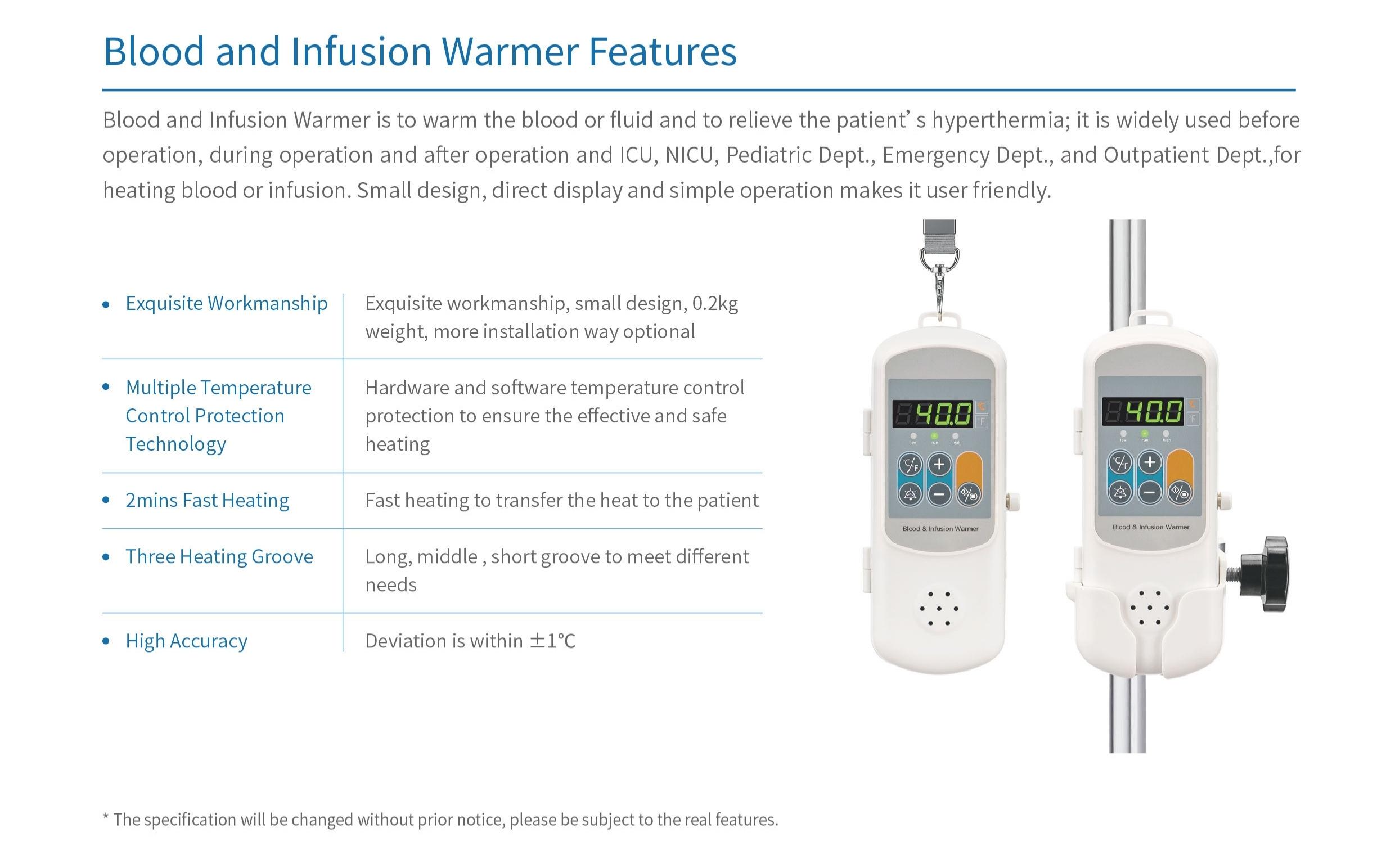 blood warmer machine Features